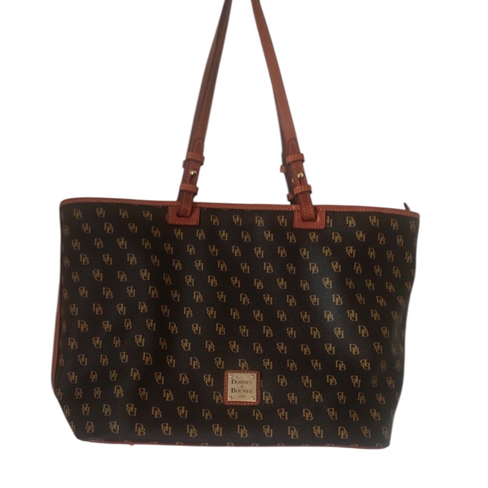 Classic Dooney & Bourke Gretta Brown Monogram large Tote shopper purse bag